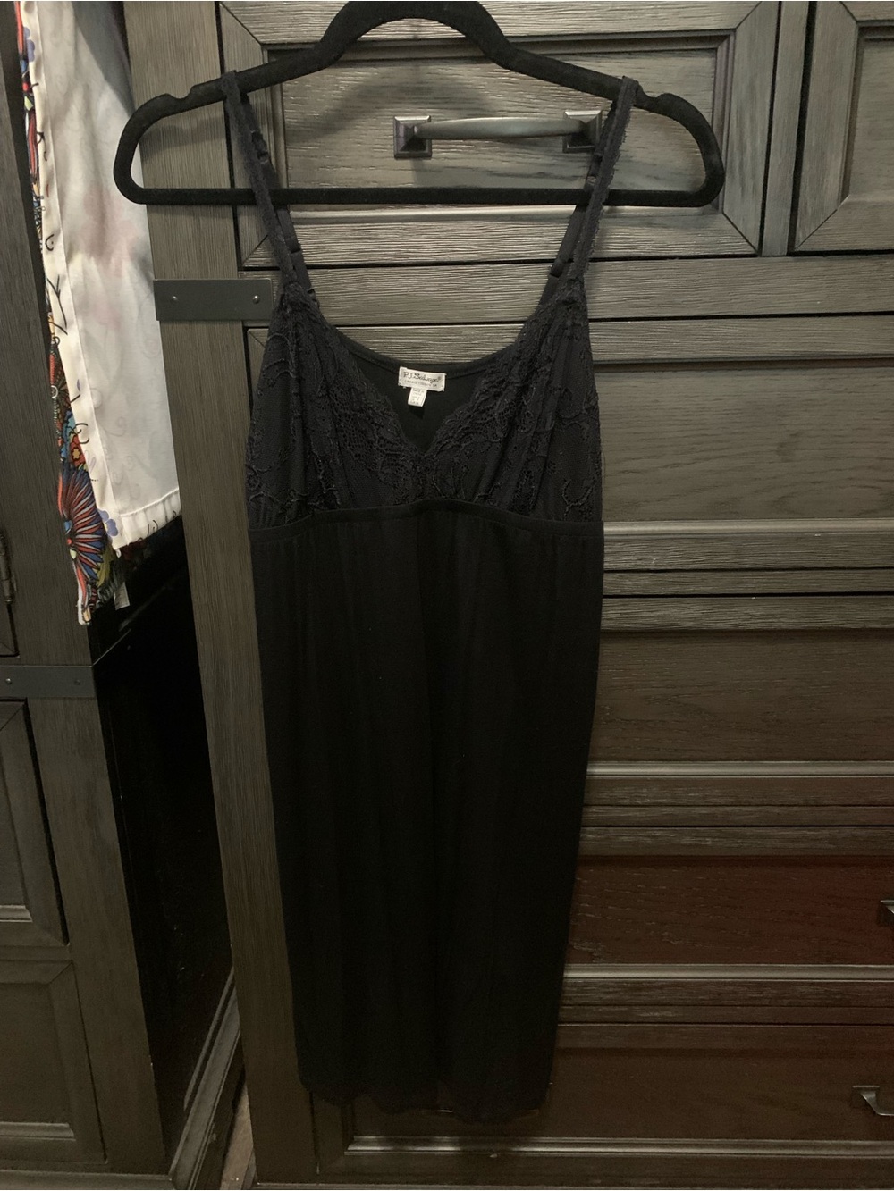P.J. Salvage Black Lace-Trim Chemise Slip
